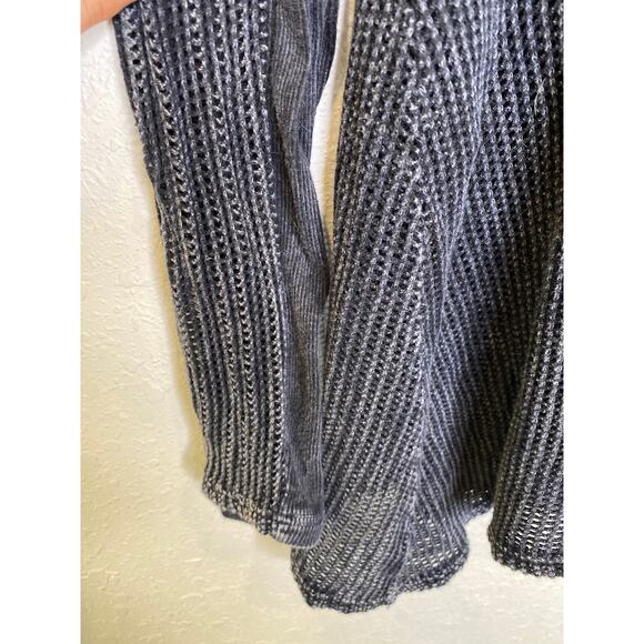 T Party Fish Net Ribbed Panel Hoodie Mineral Navy Sz Lg Zipper Shark Bite Hem - Picture 4 of 11